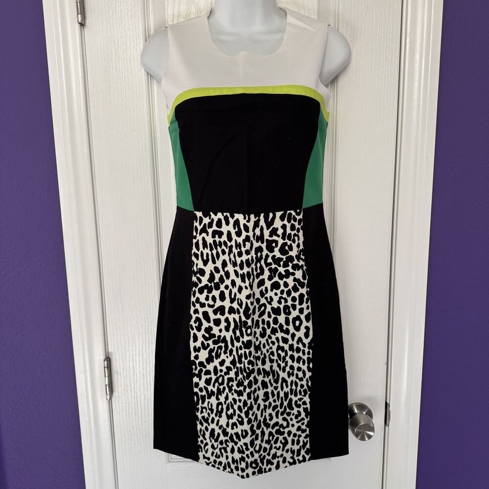 Calvin Klein Multicolor Leopard Animal Print Color Block Sleeveless Dress Size 2